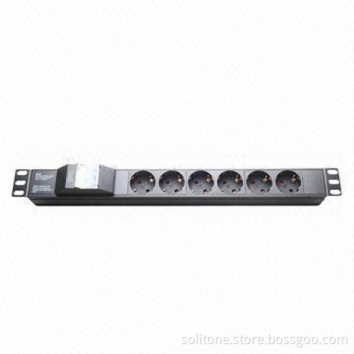 Power Distribution Unit, Germany Plug, 6-way Socket, 16A, 19-inch Network Cabinet, Sized 1U